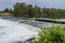 Weir On River Lech Near Augsburg, Germany