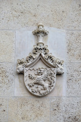 Wall Mural - Coat of arms of Cardinal Joseph Mihalovic, facade of Zagreb cathedral dedicated to the Assumption of Mary