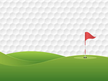 Golf Background. Golf Course With A Hole And A Flag