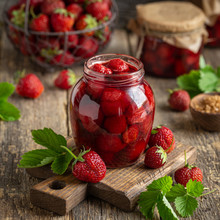 Homemade Strawberry Jam In Jar