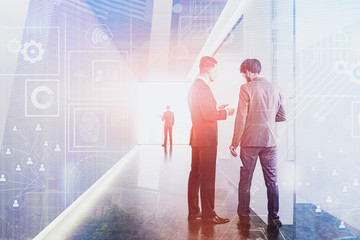 Wall Mural - Business people in office, digital interface