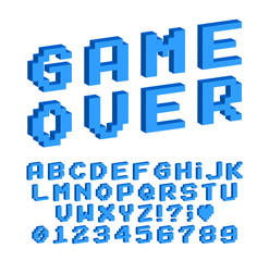 Leinwandbilder - Set of vector letters in retro style. Game design. Font of old games. 8 bit letters and numbers vector alphabet.