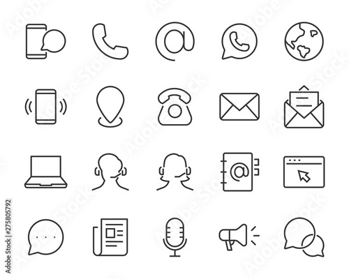 Fotografía set of contact icons, such as support, mobile, phone, address, talk, call center