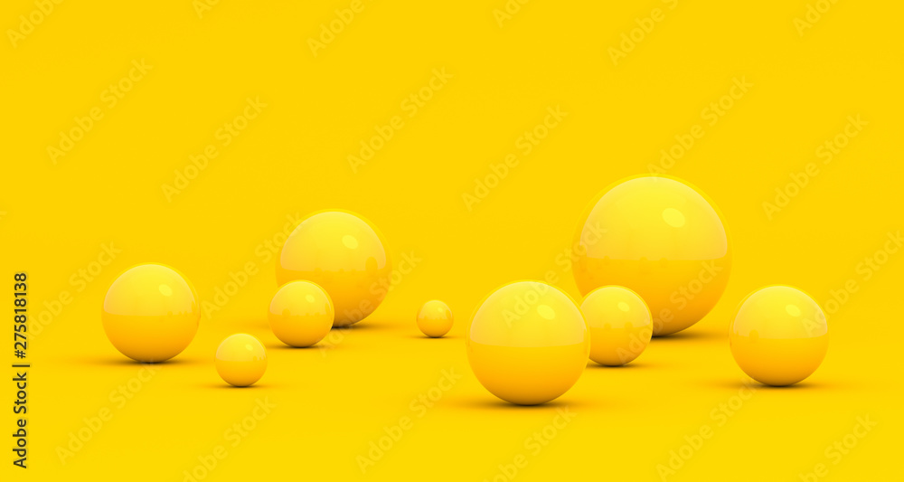 Abstract 3d render of spheres, composition with geometric shapes ...