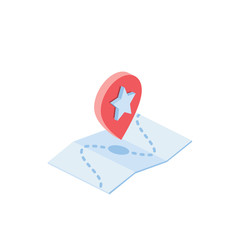 Poster - Pin location, star on map marker GPS, pointer. Vector 3d isometric color icon new flat style. Creative illustration, idea for infographics.