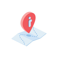 Poster - Pin location info, map marker GPS, pointer. Vector 3d isometric color icons set new flat style. Creative illustration, idea for infographics.