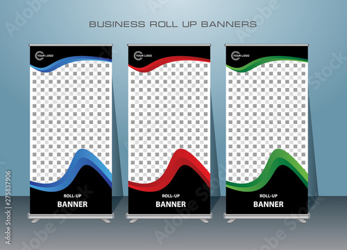 Roll Up Banner Design Template Vertical Abstract Banner