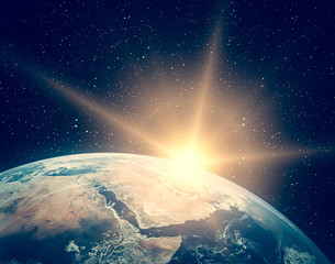 Canvas Print - planet earth and fascinating sunrise. the elements of this image furnished by nasa.