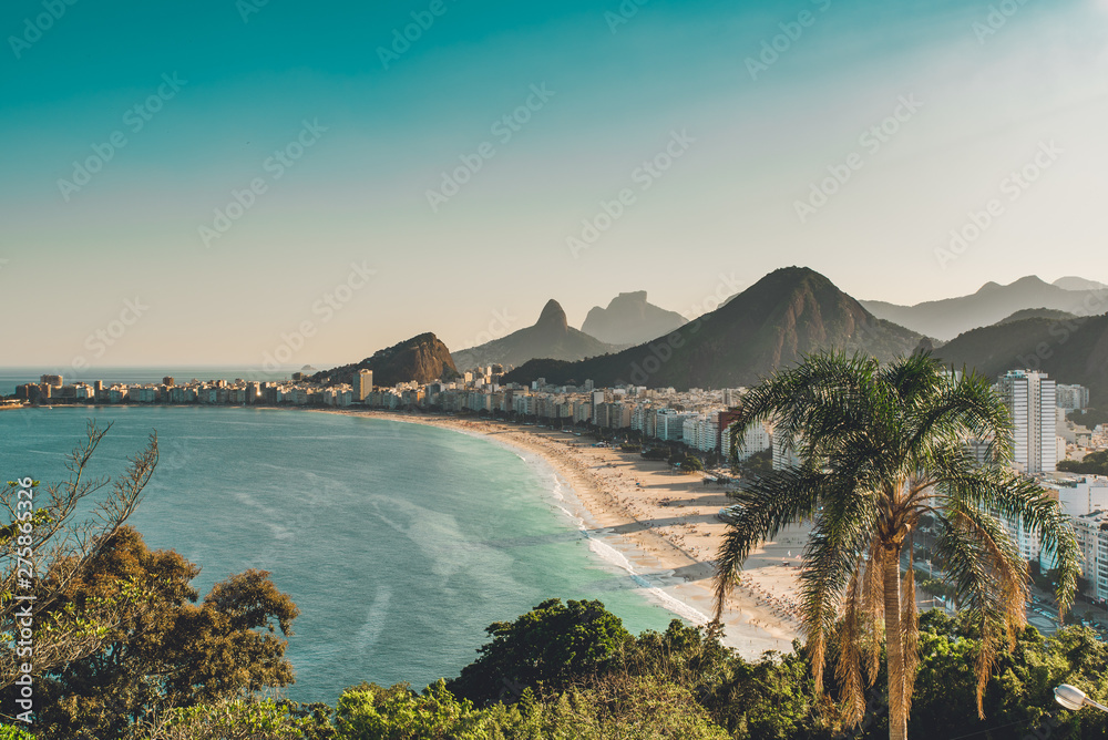 View of Copacabana Beach in Rio de Janeiro, Brazil - obrazy, fototapety, plakaty 