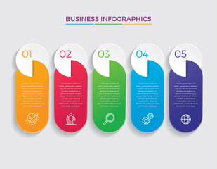 Wall Mural - Infographic design vector and marketing icons can be used for workflow layout, diagram, annual report, web design.  Business concept with 5 options, steps or processes. - Vector 