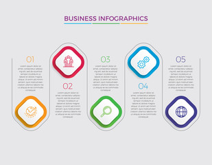 Wall Mural - Infographic design vector and marketing icons can be used for workflow layout, diagram, annual report, web design.  Business concept with 5 options, steps or processes. - Vector 