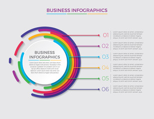 Fototapete - Infographic design vector and marketing icons can be used for workflow layout, diagram, annual report, web design.  Business concept with 6 options, steps or processes. - Vector 