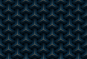 abstract seamless luxury dark blue and gold geometric pattern background