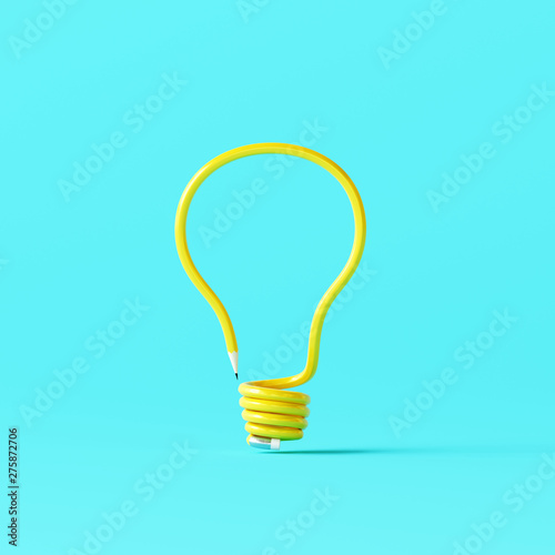 Fotomural Light bulb made of pencil on blue background