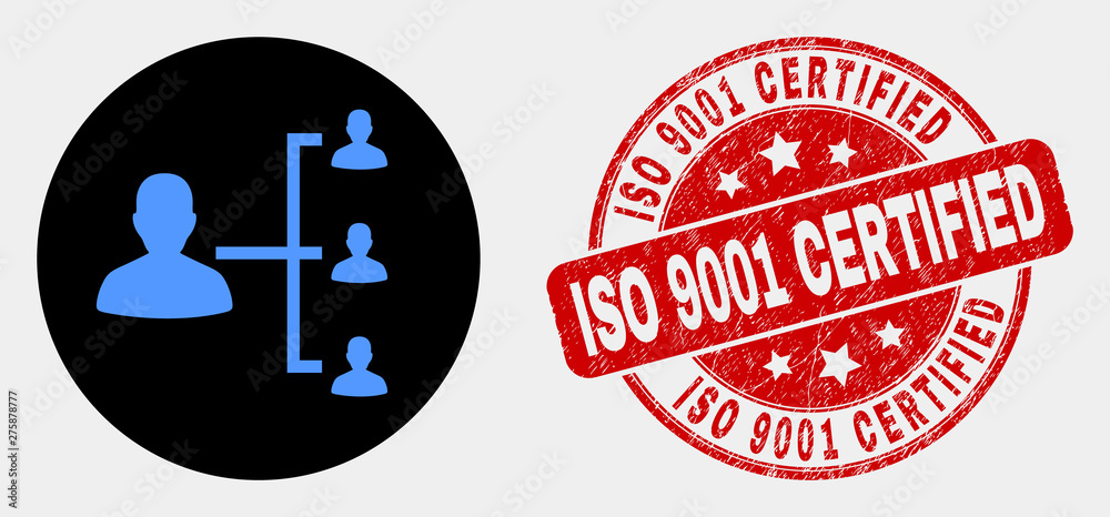 Vector de Stock Rounded people hierarchy pictogram and ISO 9001 ...
