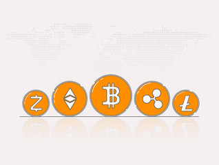 Poster - Technology business finance concept. Digital money banner concept. Blockchain cryptocurrency global network technology.