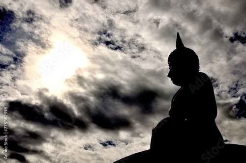 Silhouette Of outdoor Buddha images Canvas Print