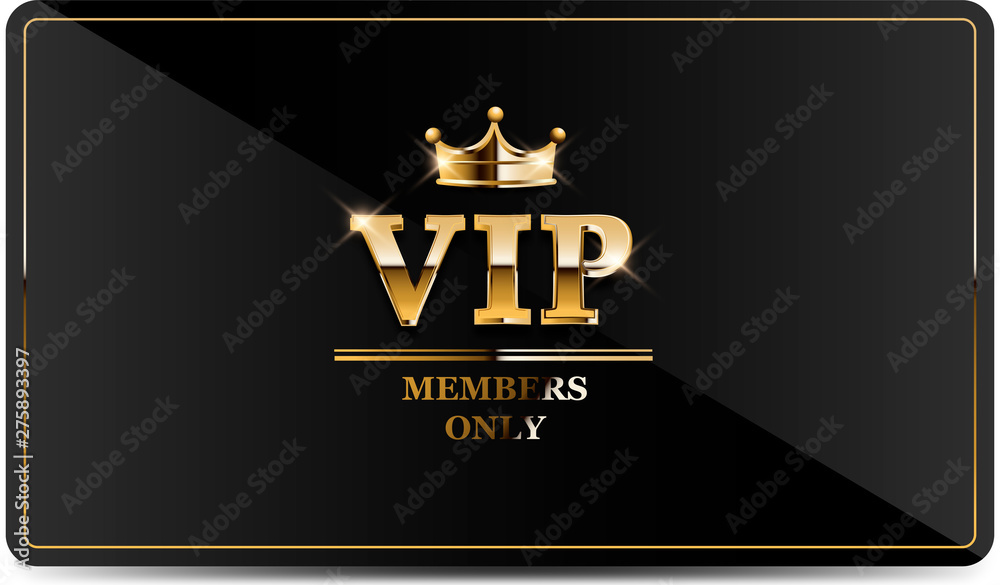 Premium VIP card with gold elements and crown - obrazy, fototapety, plakaty 