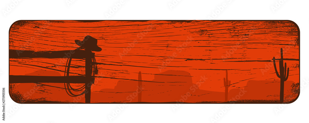 Wild west landscape background, Cowboy banner, Vector Illustration - obrazy, fototapety, plakaty 
