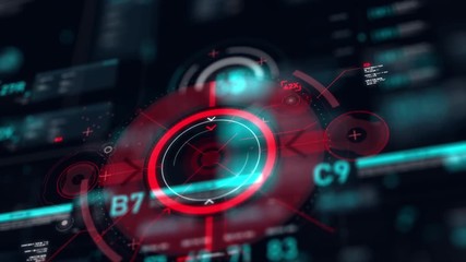 Poster - target pointer and futuristic user interface hud gui digital text number element for cyber technolog