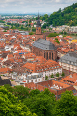 Wall Mural - Heidelberg's old city centre from the castle above