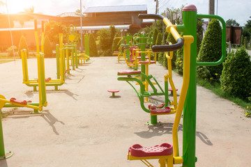 Fitness equipment installed outdoors