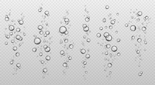 Water Bubbles. Abstract Fresh Soda Bubble Groups. Effervescent Oxygen Texture. Underwater Fizzing Air Sparkles Isolated Vector Set