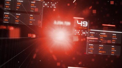 Poster - 3d rendering flying pass through hud head up display interface with ui map graph bar element for fut