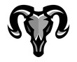 Goat skull, Mascot logo, Sticker design, Vector illustration