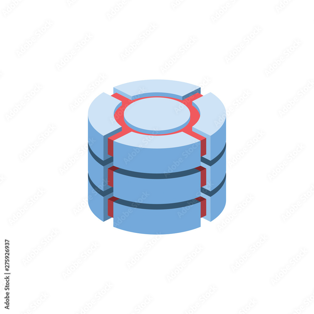 Database. Vector 3d isometric color icon new flat style. Creative ...