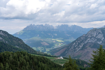 Alpe Lusia, Dolomites, Alps, Italy. Beautiful Mountain View. Summer mountain landscape in val di Fassa, Italian dolomites.