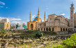 Saint Georges Maronite Cathedral and Mohammed Al-Amin Mosque side by side in Beirut Lebanon