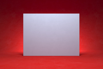 Wall Mural - Isolated white realistic poster on red background. 3d rendering.