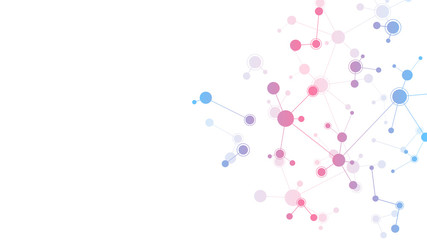 Wall Mural - abstract molecules on clean white background. molecular structures or dna strand, neural network, ge