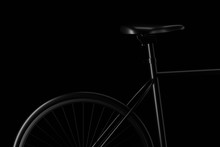 Light And Shadow Of Bicycle Part In The Darkness. 3D Rendering.