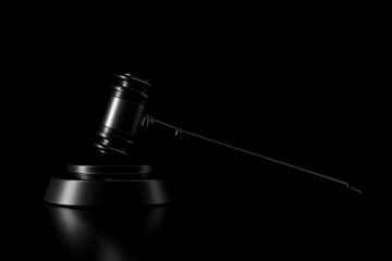 Wall Mural - light and shadow of gavel in the darkness. 3d rendering.