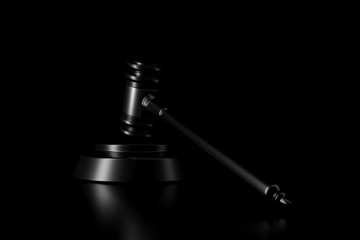 Wall Mural - light and shadow of gavel in the darkness. 3d rendering.