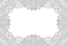 Detailed Monochrome Frame For Coloring Book Page