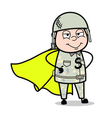 Wall Mural - Army Man as a Super Hero - Cute Army Man Cartoon Soldier Vector Illustration