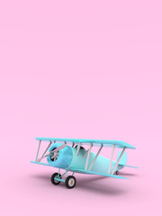 Poster - Toy vintage aircraft. Illustration with empty place for text. Vertical orientation. 3D rendering