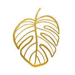 Wall Mural - Golden Philodendron Leaf. Drawn Element for your Design.