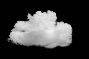 White cloud isolated on black background, Black sky and single white cloud