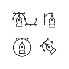 Poster - Pen tool cursor icon set symbol template black color editable. Simple logo vector illustration for graphic and web design.