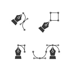 Poster - Pen tool cursor icon set symbol template black color editable. Simple logo vector illustration for graphic and web design.