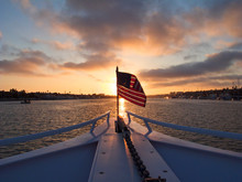 American Flag On Boat