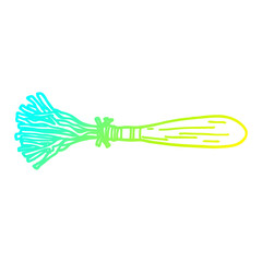 cold gradient line drawing cartoon magic broom