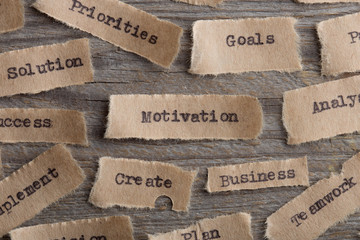 motivation word on a piece of paper close up, business creative motivation concept