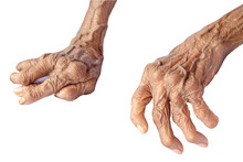 Old's Hand On White Background With Clipping Path.