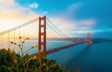 Wall Mural - San Francisco's Golden Gate Bridge at sunrise from Marin County