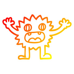 warm gradient line drawing cartoon funny furry monster